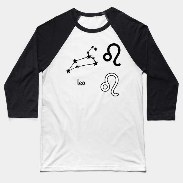 Leo Star Sign Symbol and Constellation Sticker Pack Baseball T-Shirt by murialbezanson